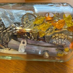 Mystery Jewelry Jar Silver Tones